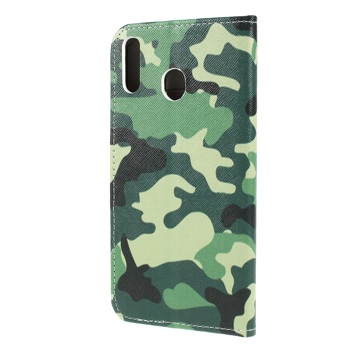 For Samsung Galaxy M20 Cross Texture Patterned Leather Wallet Cover