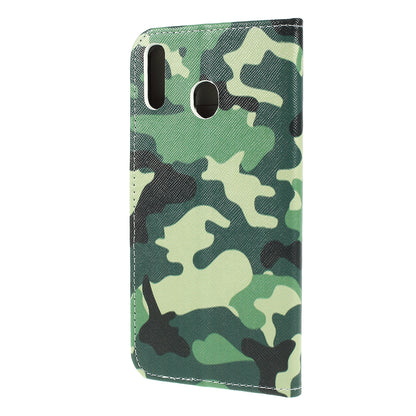 For Samsung Galaxy M20 Cross Texture Patterned Leather Wallet Cover
