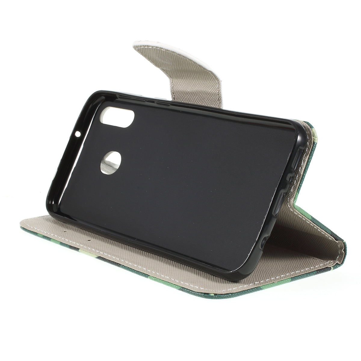 For Samsung Galaxy M20 Cross Texture Patterned Leather Wallet Cover