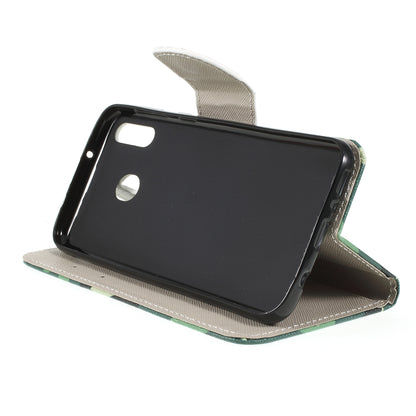 For Samsung Galaxy M20 Cross Texture Patterned Leather Wallet Cover