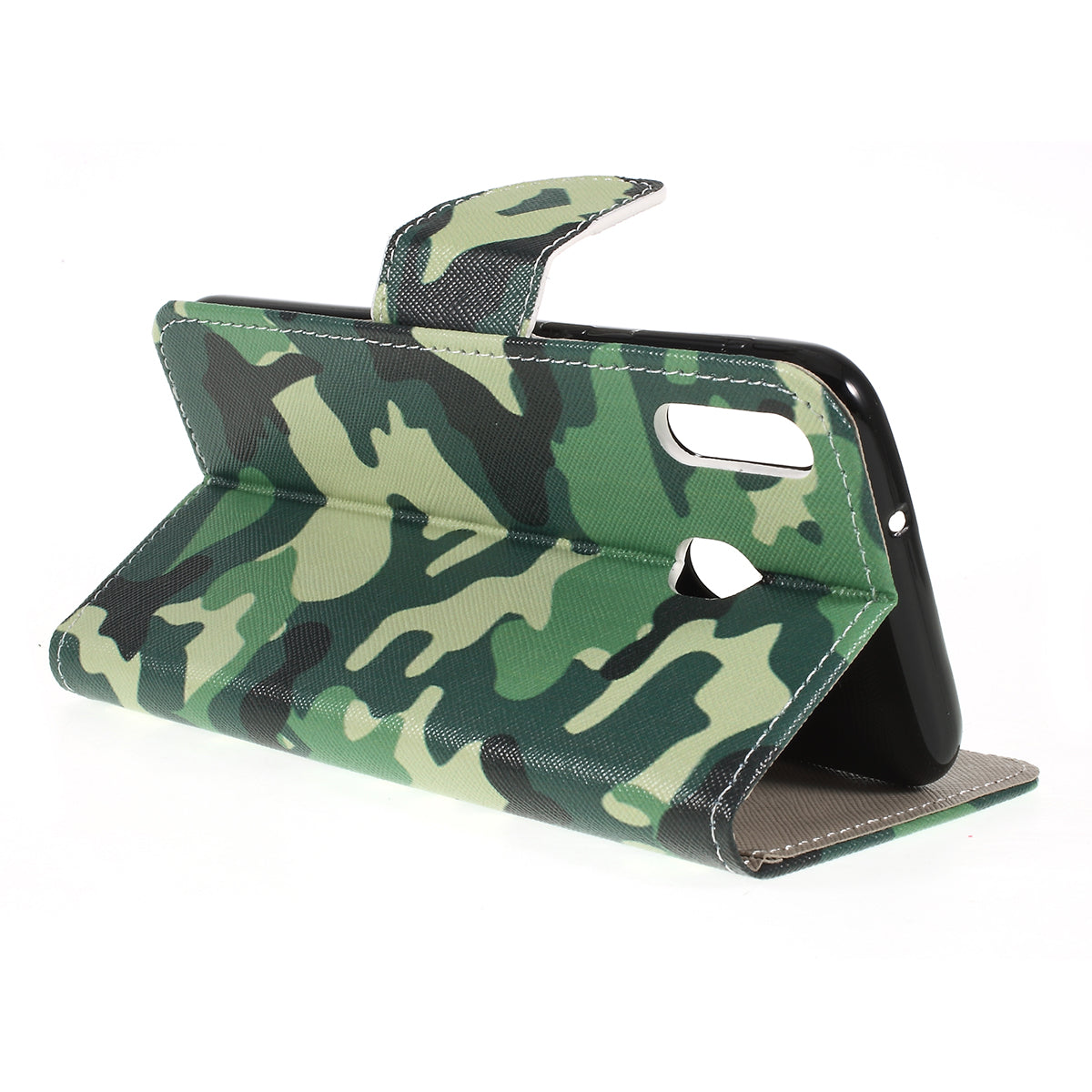 For Samsung Galaxy M20 Cross Texture Patterned Leather Wallet Cover