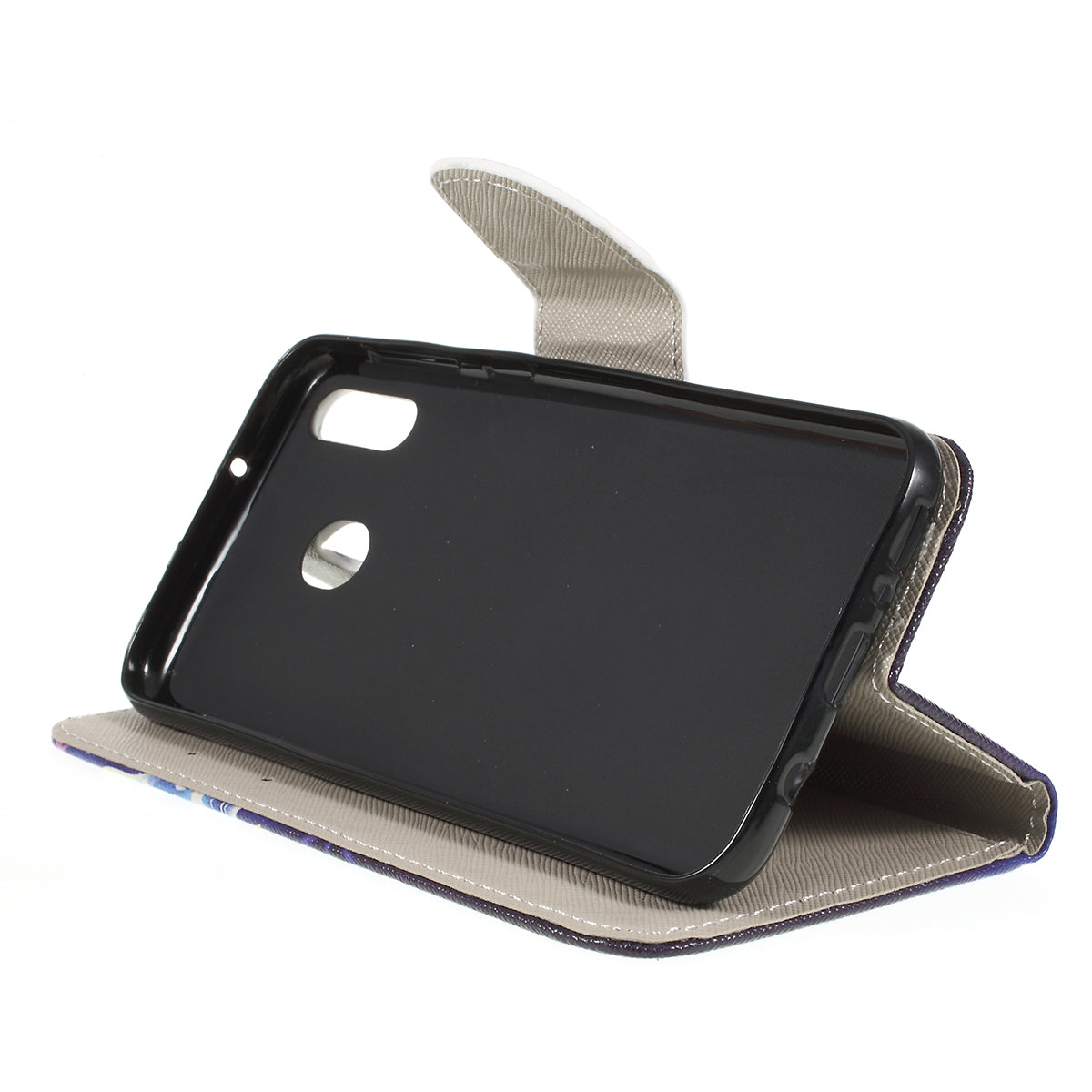 For Samsung Galaxy M20 Cross Texture Patterned Leather Wallet Cover
