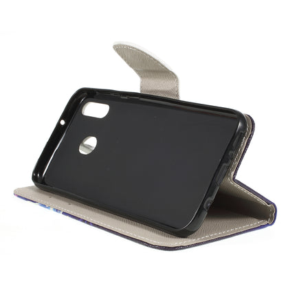 For Samsung Galaxy M20 Cross Texture Patterned Leather Wallet Cover