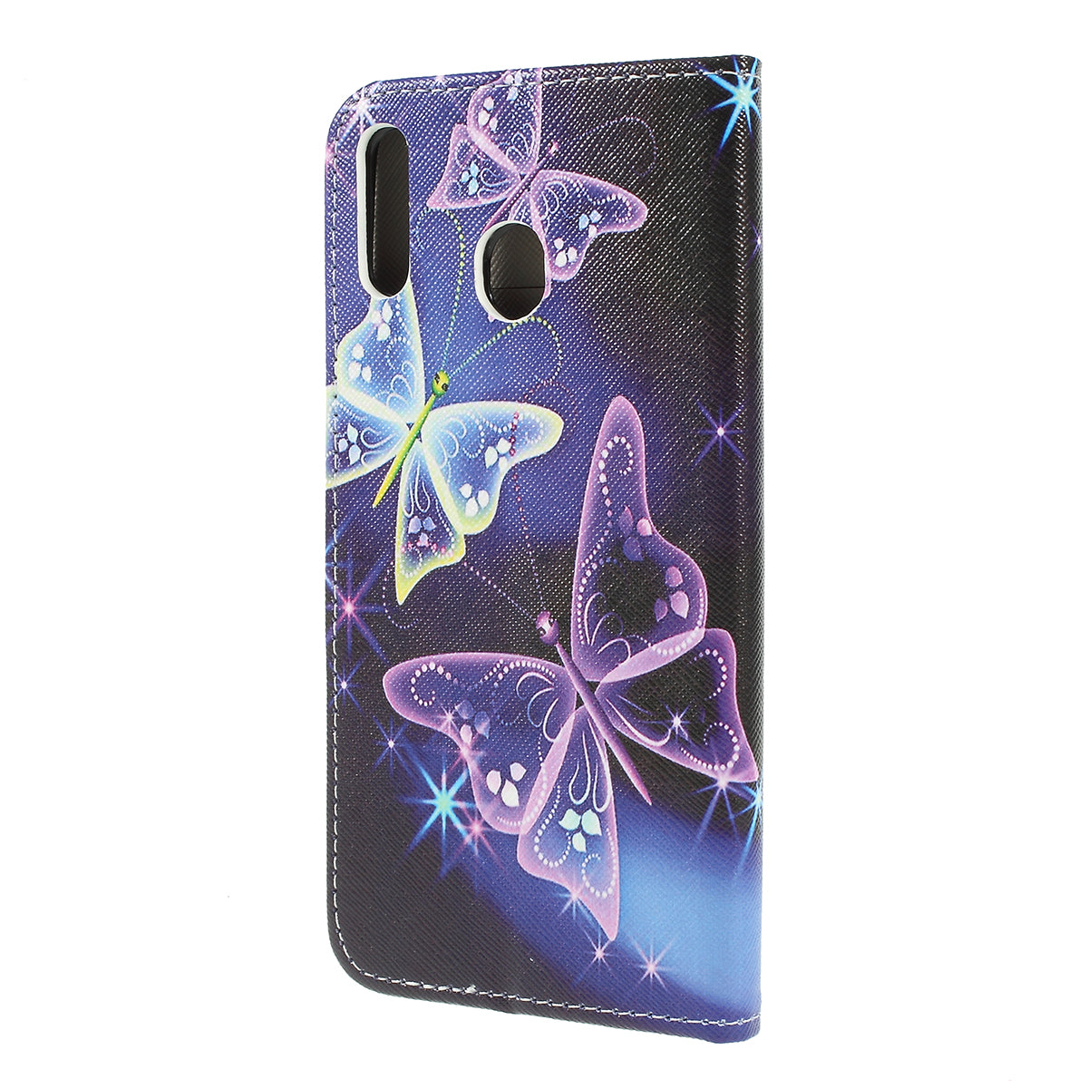 For Samsung Galaxy M20 Cross Texture Patterned Leather Wallet Cover