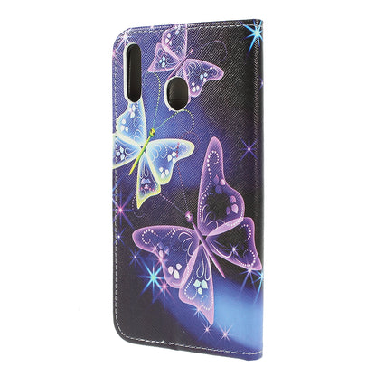 For Samsung Galaxy M20 Cross Texture Patterned Leather Wallet Cover