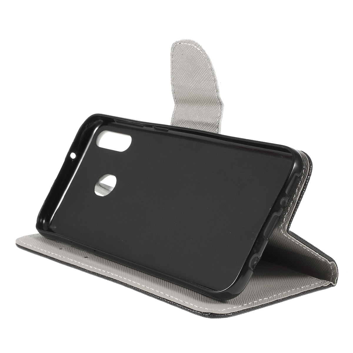 For Samsung Galaxy M20 Cross Texture Patterned Leather Wallet Cover