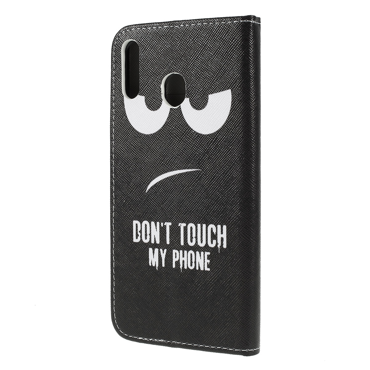 For Samsung Galaxy M20 Cross Texture Patterned Leather Wallet Cover