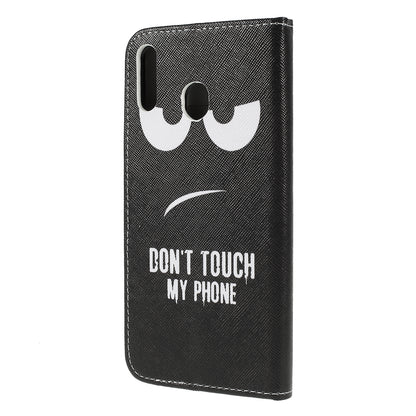 For Samsung Galaxy M20 Cross Texture Patterned Leather Wallet Cover
