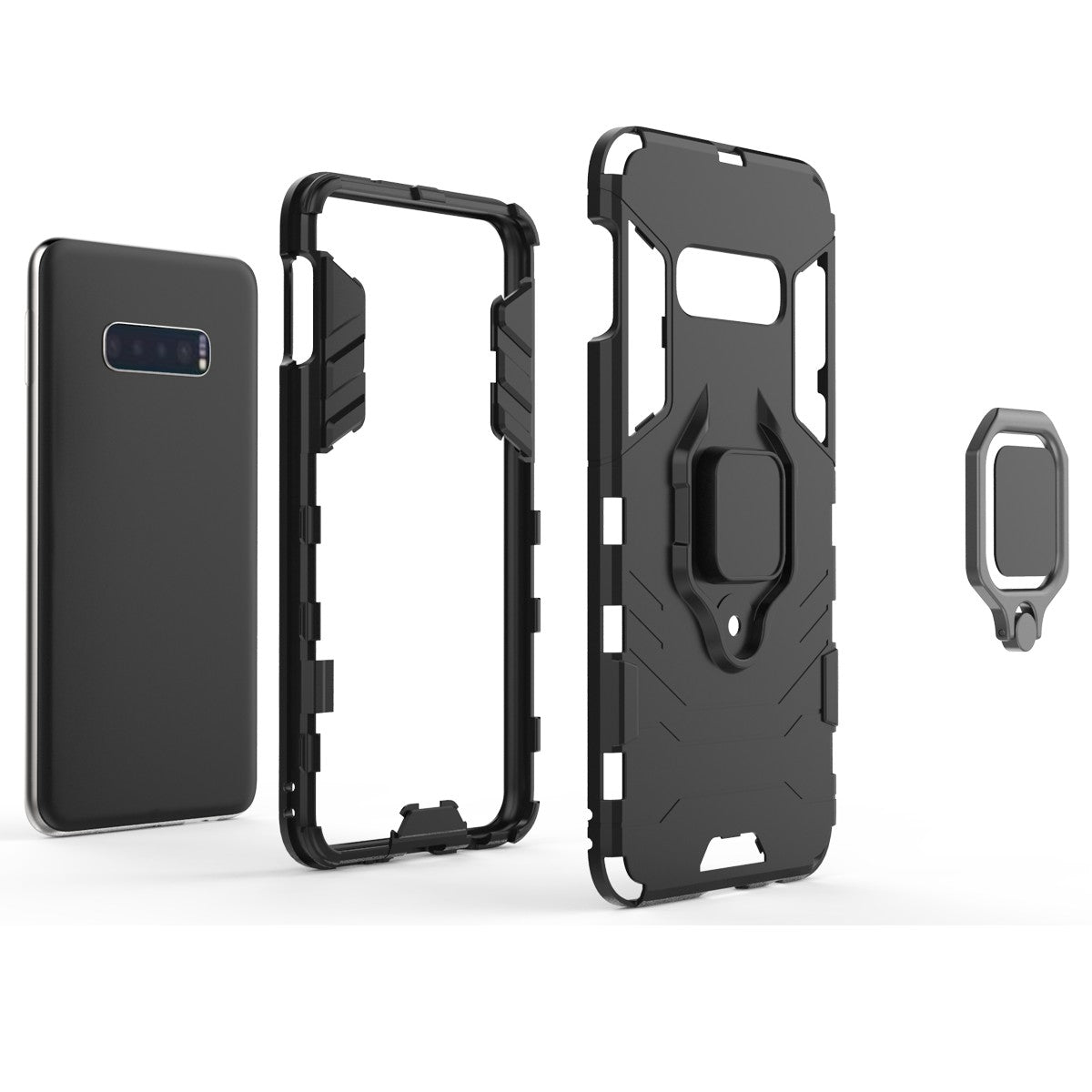 Cool Guard Ring Holder Kickstand PC TPU Hybrid Case for Samsung Galaxy S10e