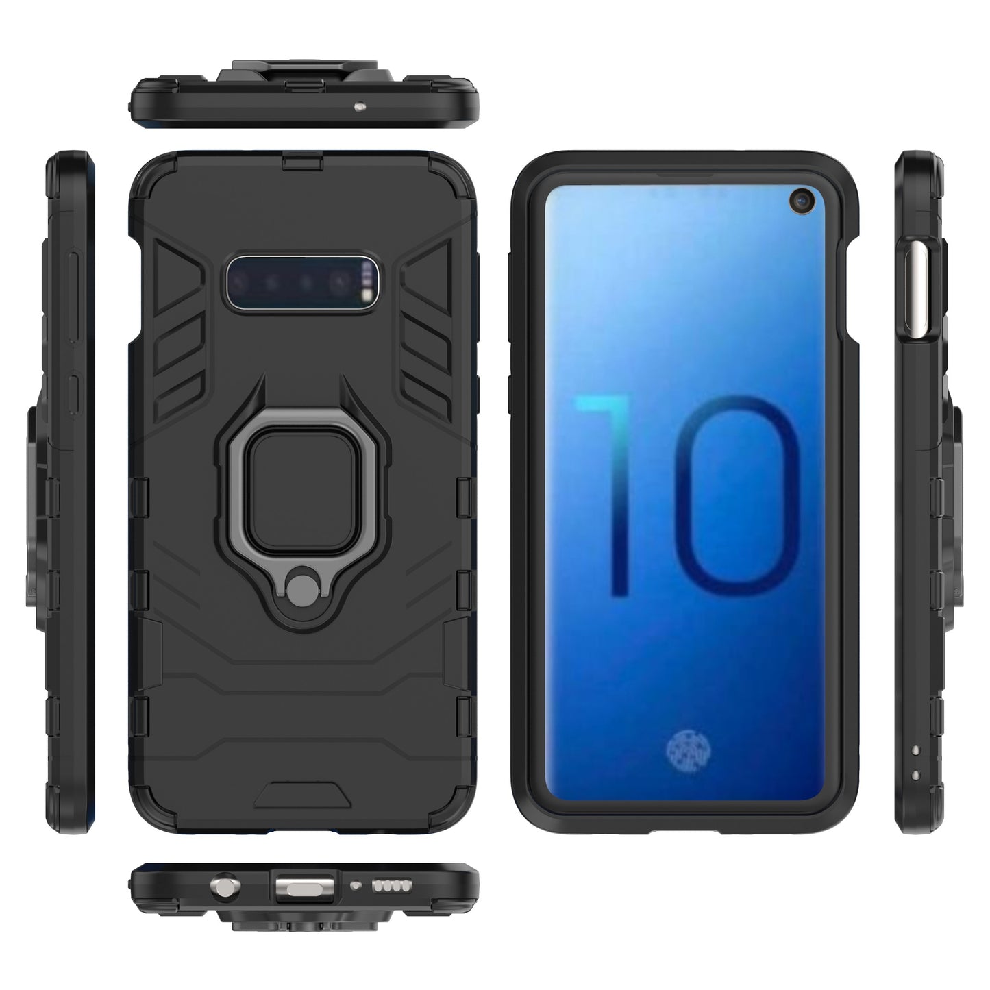 Cool Guard Ring Holder Kickstand PC TPU Hybrid Case for Samsung Galaxy S10e