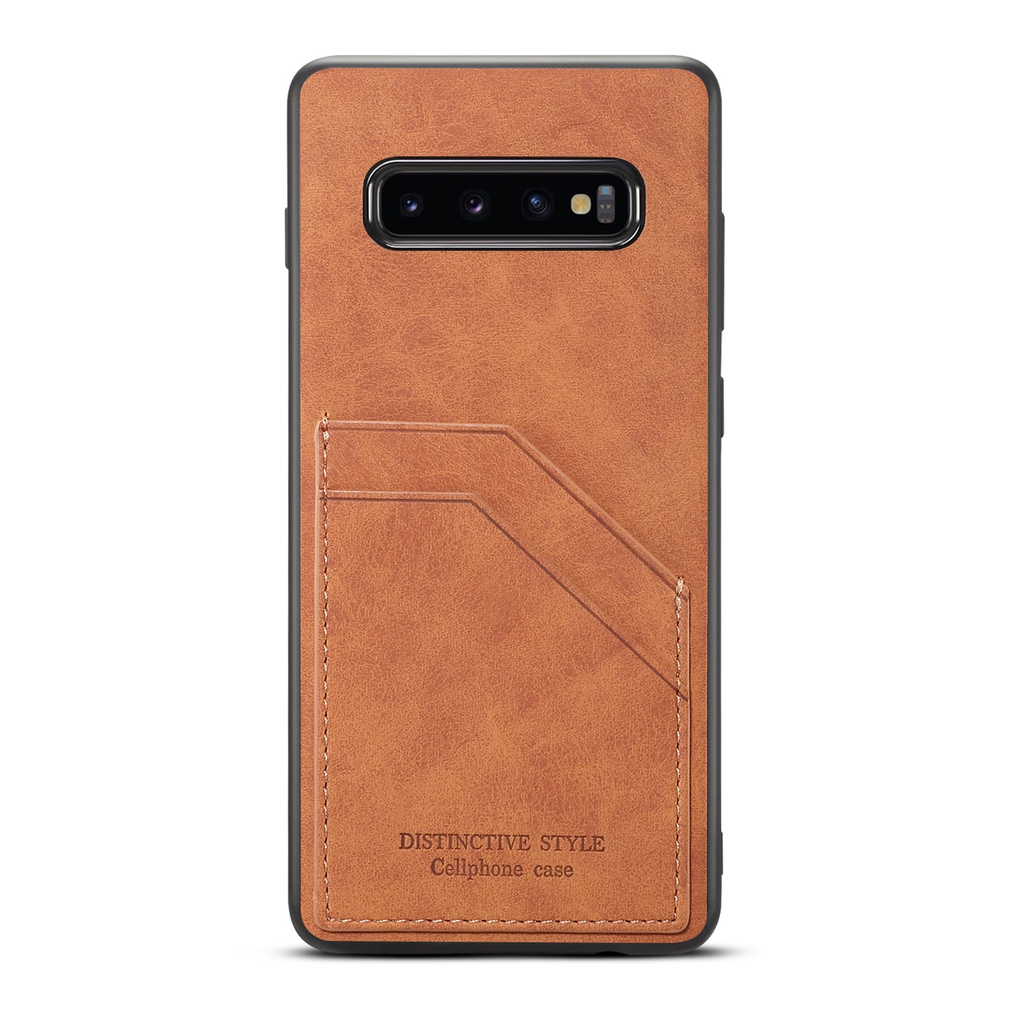For Samsung Galaxy S10 Dual Card Slot PU Leather Coated TPU Phone Case