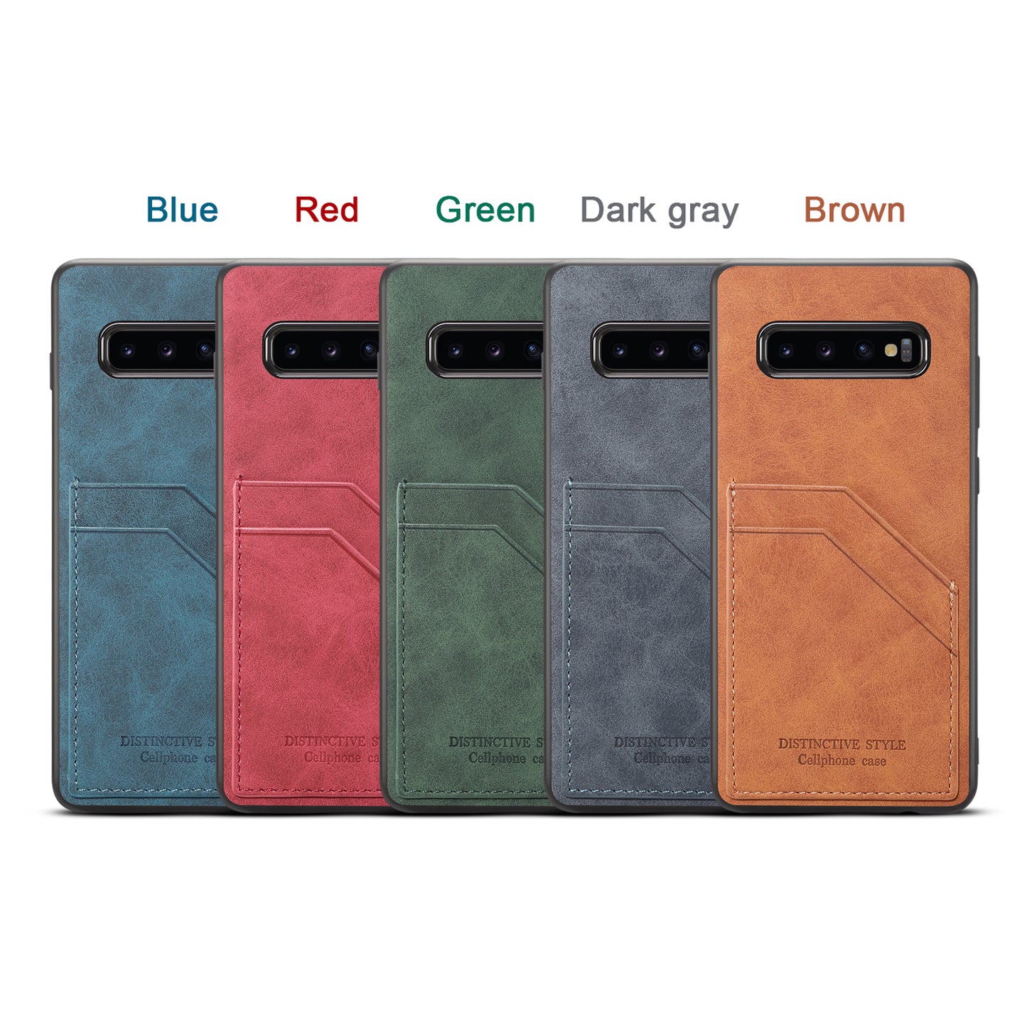 For Samsung Galaxy S10 Dual Card Slot PU Leather Coated TPU Phone Case
