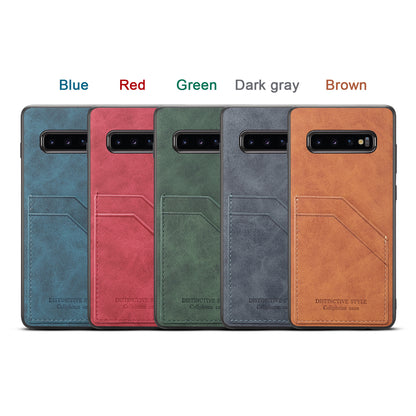 For Samsung Galaxy S10 Dual Card Slot PU Leather Coated TPU Phone Case