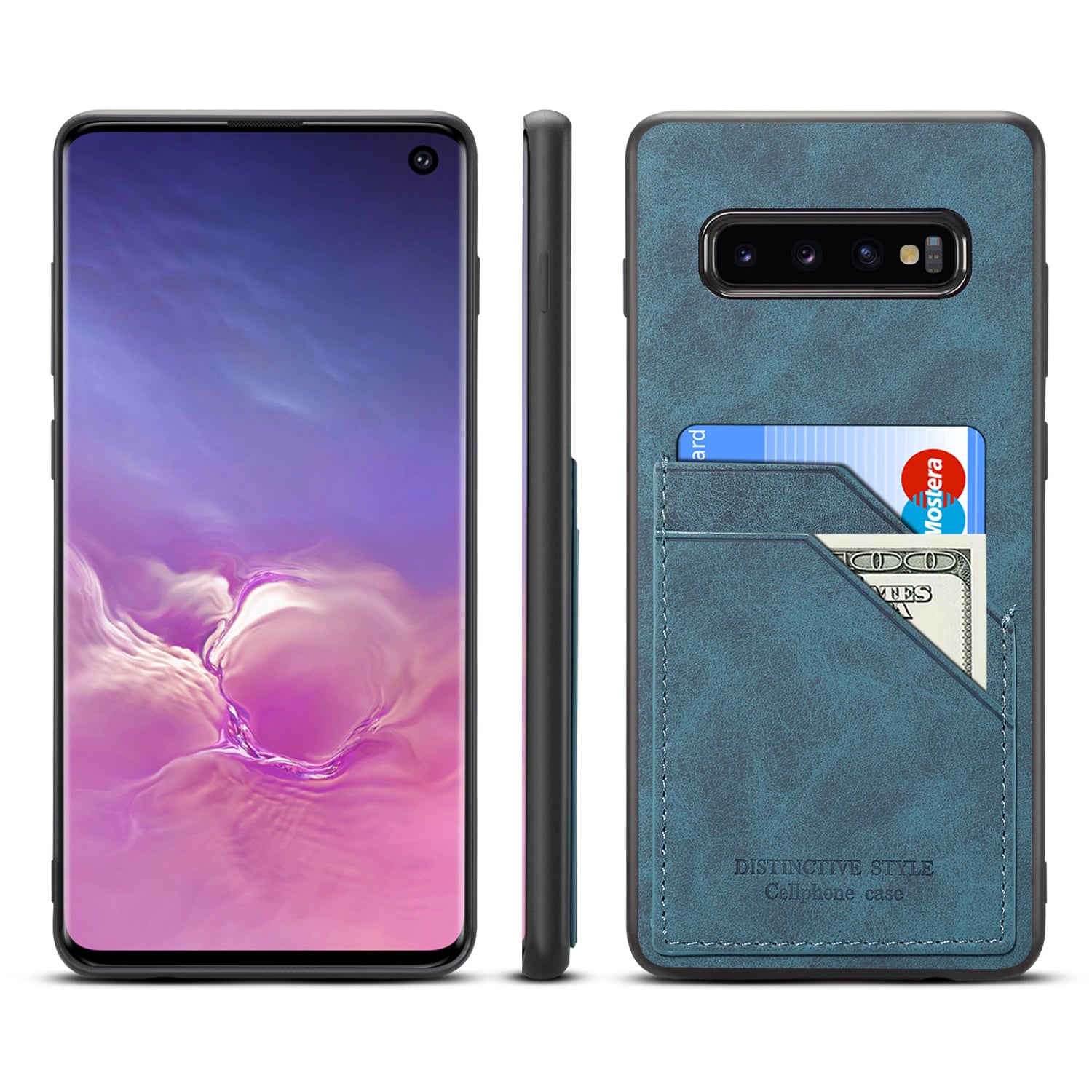 For Samsung Galaxy S10 Dual Card Slot PU Leather Coated TPU Phone Case