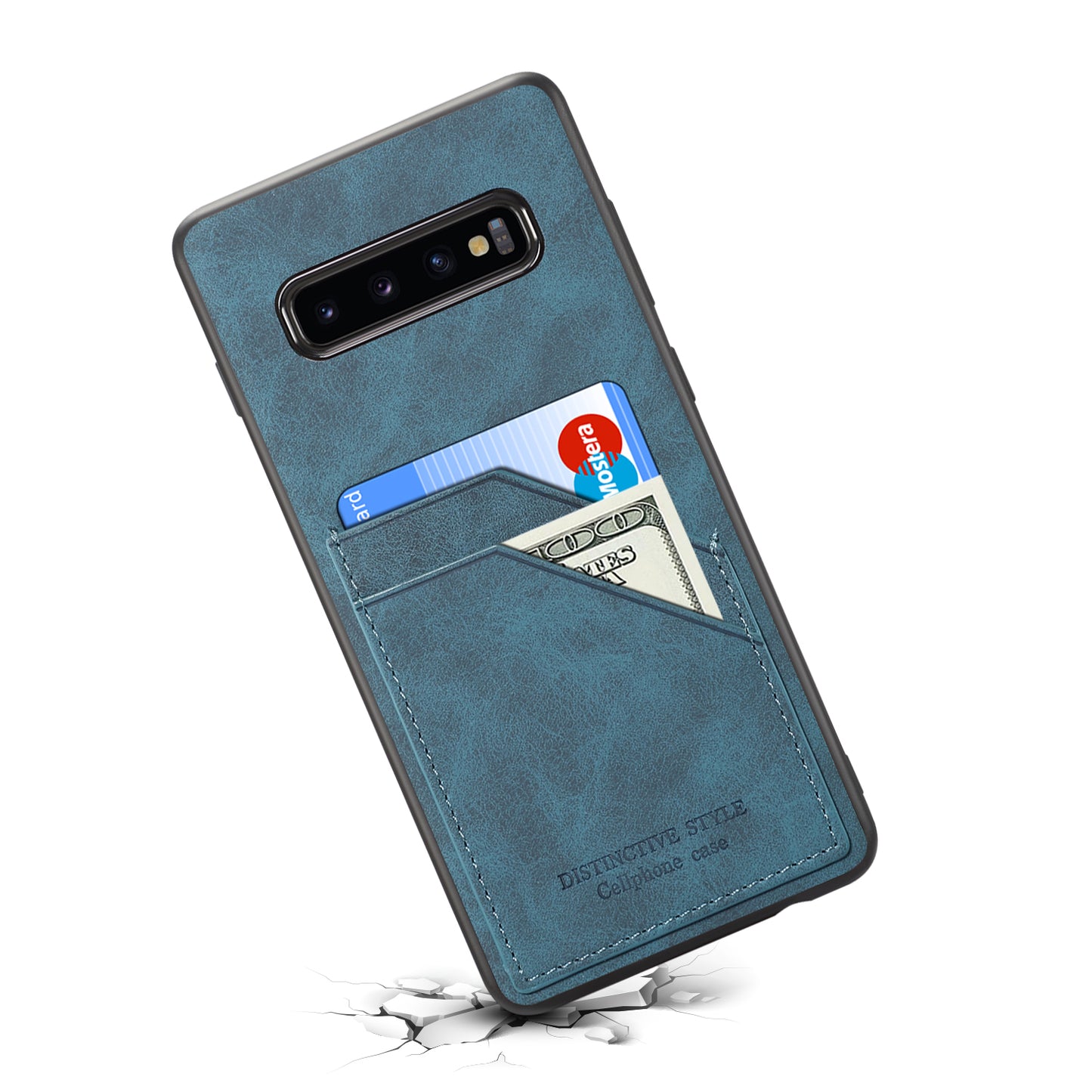 For Samsung Galaxy S10 Dual Card Slot PU Leather Coated TPU Phone Case