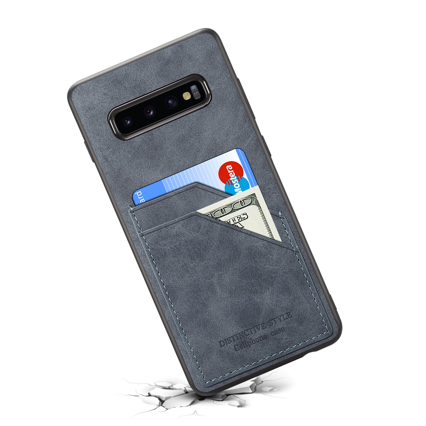 For Samsung Galaxy S10 Dual Card Slot PU Leather Coated TPU Phone Case