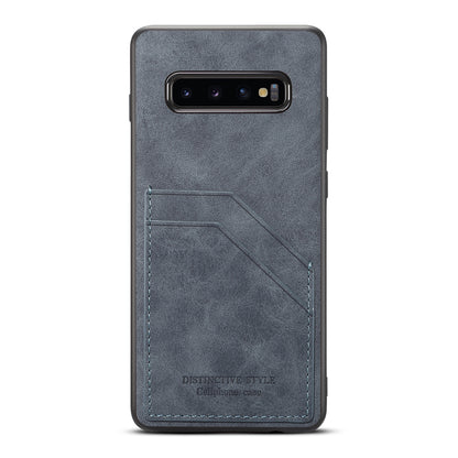 For Samsung Galaxy S10 Dual Card Slot PU Leather Coated TPU Phone Case