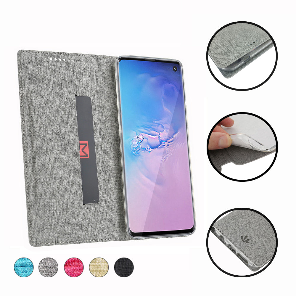 VILI DMX Cross Texture Card Holder Leather Stand Cover for Samsung Galaxy S10