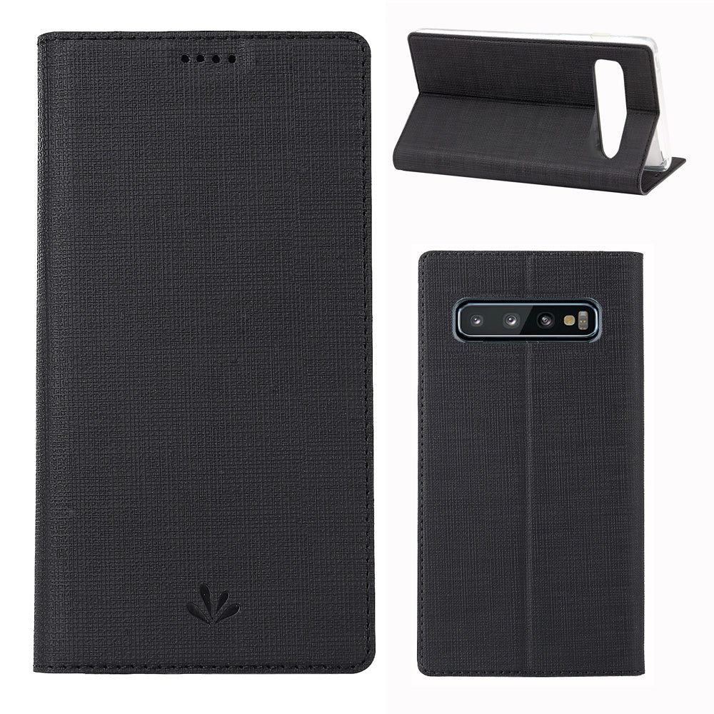 VILI DMX Cross Texture Card Slot Leather Stand Case for Samsung Galaxy S10 Plus