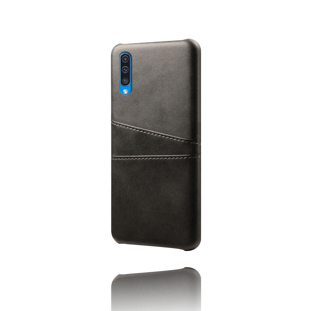 Dual Card Slots PU Leather Coated PC Mobile Phone Shell for Samsung Galaxy A50 / A50s / A30s
