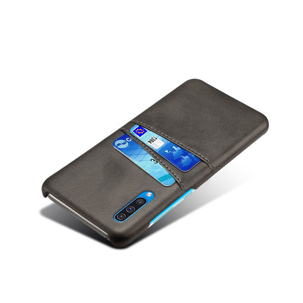 Dual Card Slots PU Leather Coated PC Mobile Phone Shell for Samsung Galaxy A50 / A50s / A30s