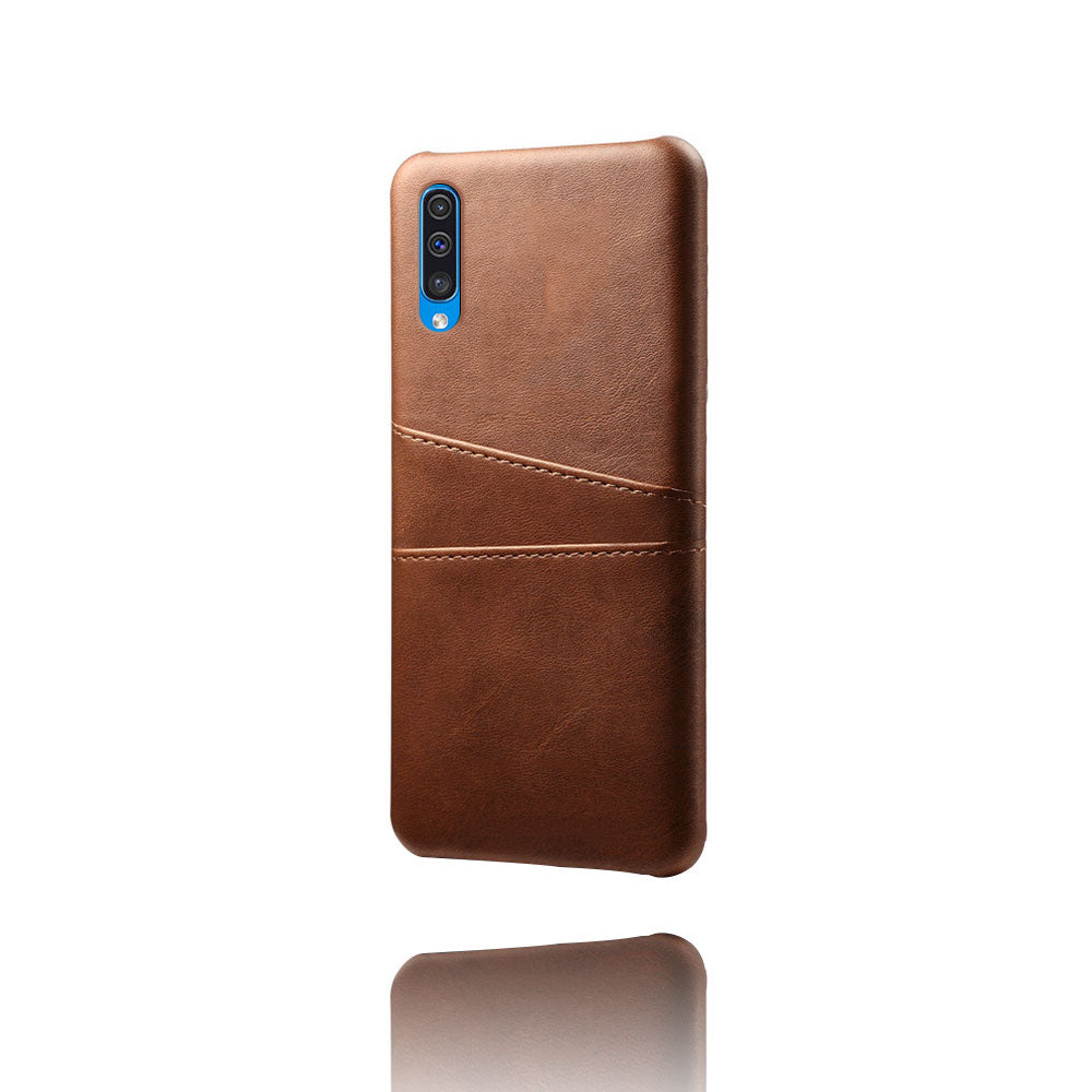 Dual Card Slots PU Leather Coated PC Mobile Phone Shell for Samsung Galaxy A50 / A50s / A30s
