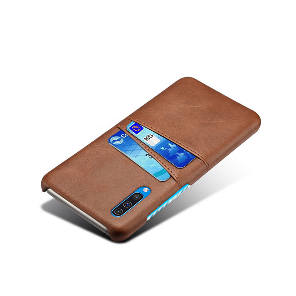 Dual Card Slots PU Leather Coated PC Mobile Phone Shell for Samsung Galaxy A50 / A50s / A30s