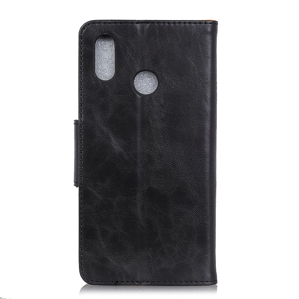 For Samsung Galaxy A40 Phone Case Split Leather Phone Protector Drop-proof Crazy Horse Flip Cover with Stand Wallet