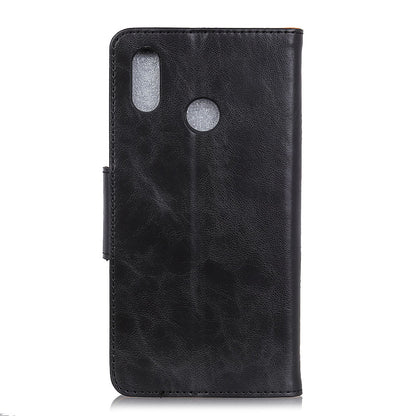 For Samsung Galaxy A40 Phone Case Split Leather Phone Protector Drop-proof Crazy Horse Flip Cover with Stand Wallet