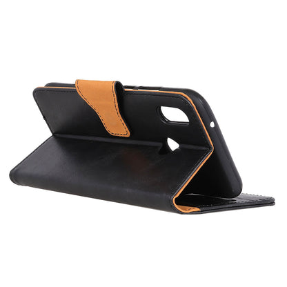 For Samsung Galaxy A40 Phone Case Split Leather Phone Protector Drop-proof Crazy Horse Flip Cover with Stand Wallet