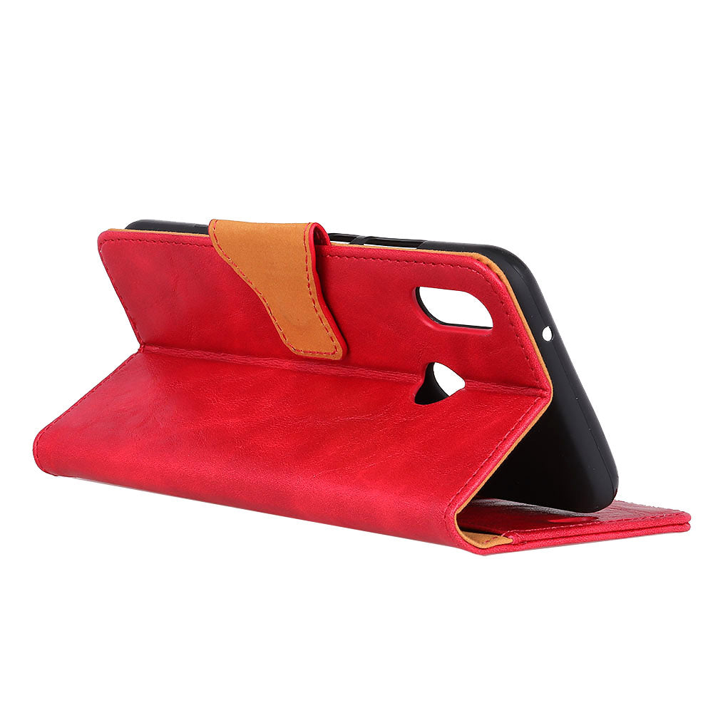 For Samsung Galaxy A40 Phone Case Split Leather Phone Protector Drop-proof Crazy Horse Flip Cover with Stand Wallet