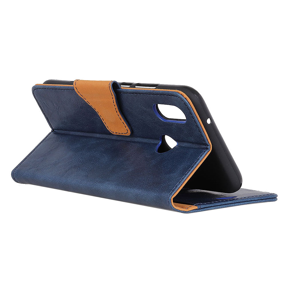 For Samsung Galaxy A40 Phone Case Split Leather Phone Protector Drop-proof Crazy Horse Flip Cover with Stand Wallet