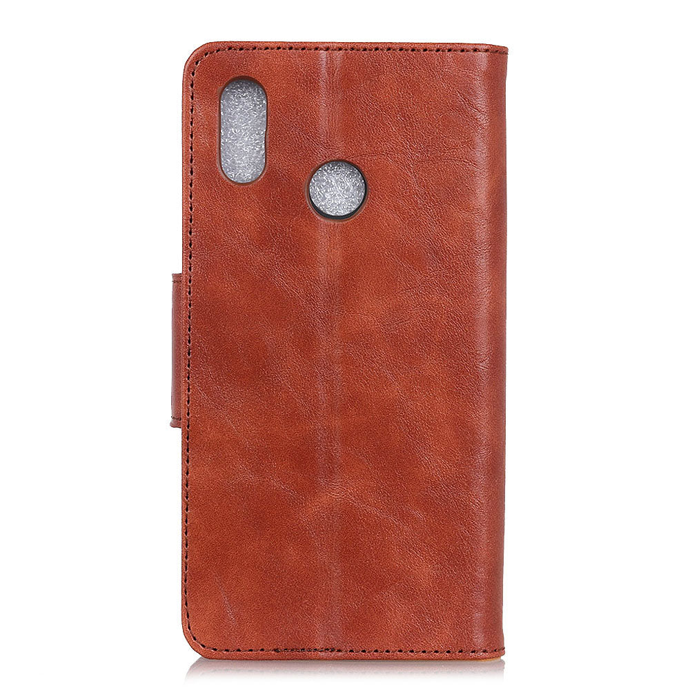 For Samsung Galaxy A40 Phone Case Split Leather Phone Protector Drop-proof Crazy Horse Flip Cover with Stand Wallet