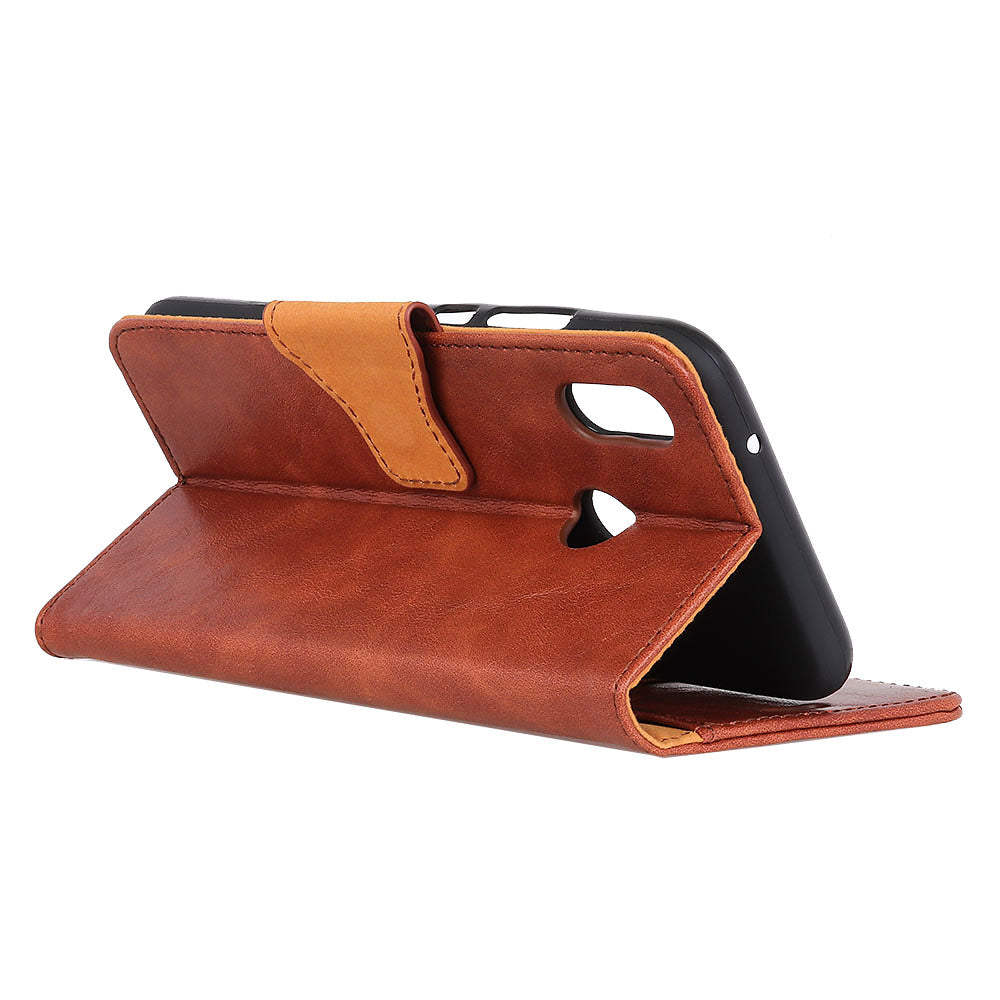 For Samsung Galaxy A40 Phone Case Split Leather Phone Protector Drop-proof Crazy Horse Flip Cover with Stand Wallet