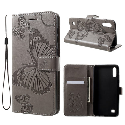 KT Imprinting Flower Series-2 Imprint Butterfly Leather Wallet Mobile Case for Samsung Galaxy M10/A10