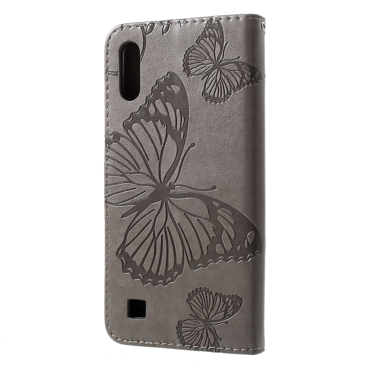 KT Imprinting Flower Series-2 Imprint Butterfly Leather Wallet Mobile Case for Samsung Galaxy M10/A10