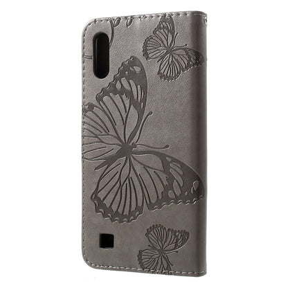 KT Imprinting Flower Series-2 Imprint Butterfly Leather Wallet Mobile Case for Samsung Galaxy M10/A10