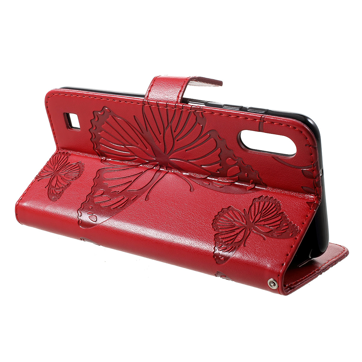 KT Imprinting Flower Series-2 Imprint Butterfly Leather Wallet Mobile Case for Samsung Galaxy M10/A10