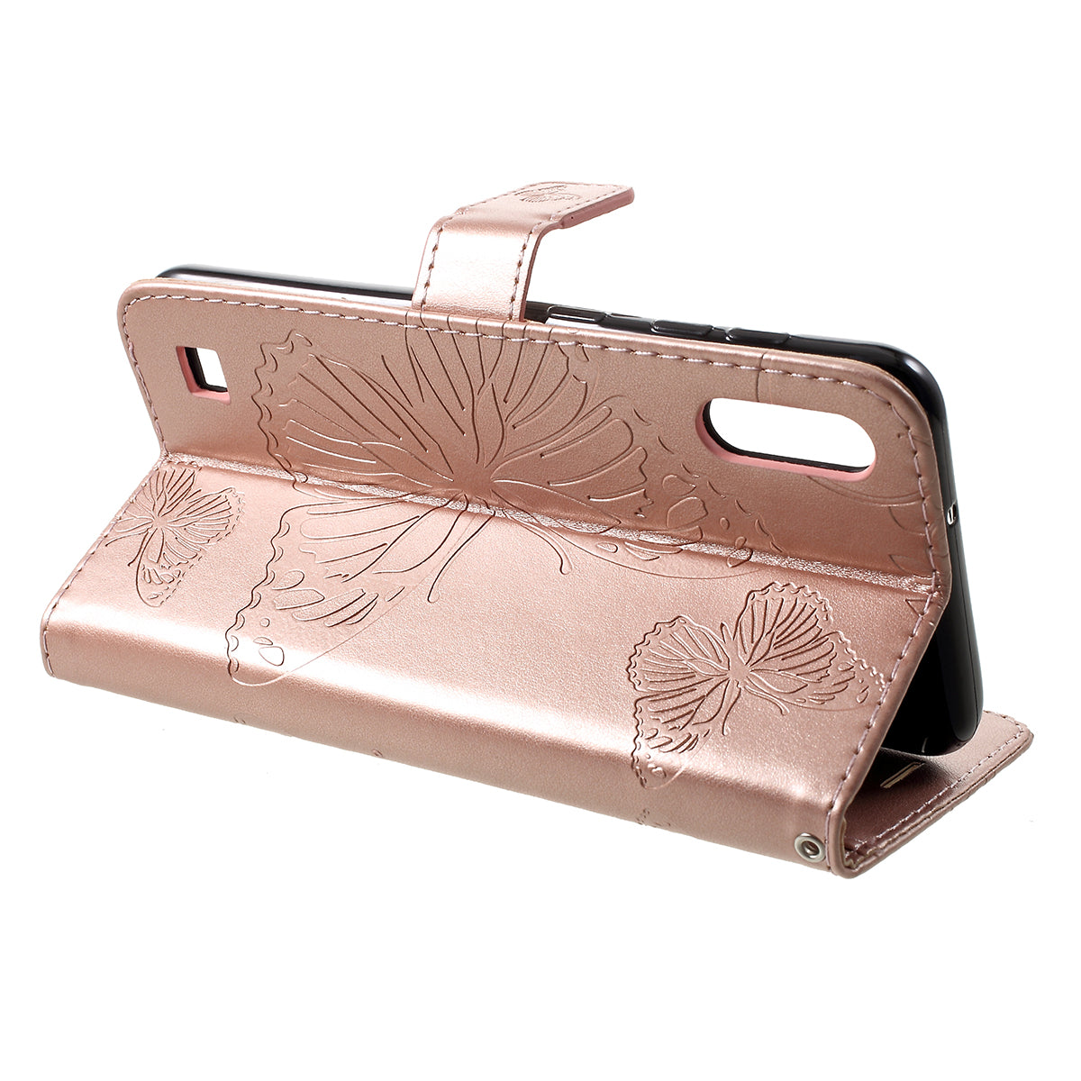 KT Imprinting Flower Series-2 Imprint Butterfly Leather Wallet Mobile Case for Samsung Galaxy M10/A10