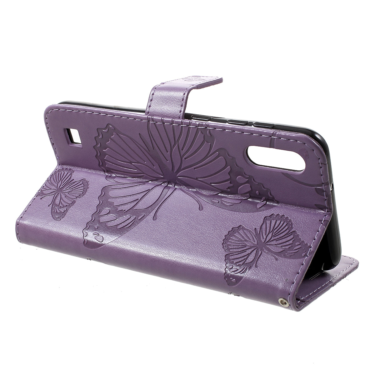 KT Imprinting Flower Series-2 Imprint Butterfly Leather Wallet Mobile Case for Samsung Galaxy M10/A10
