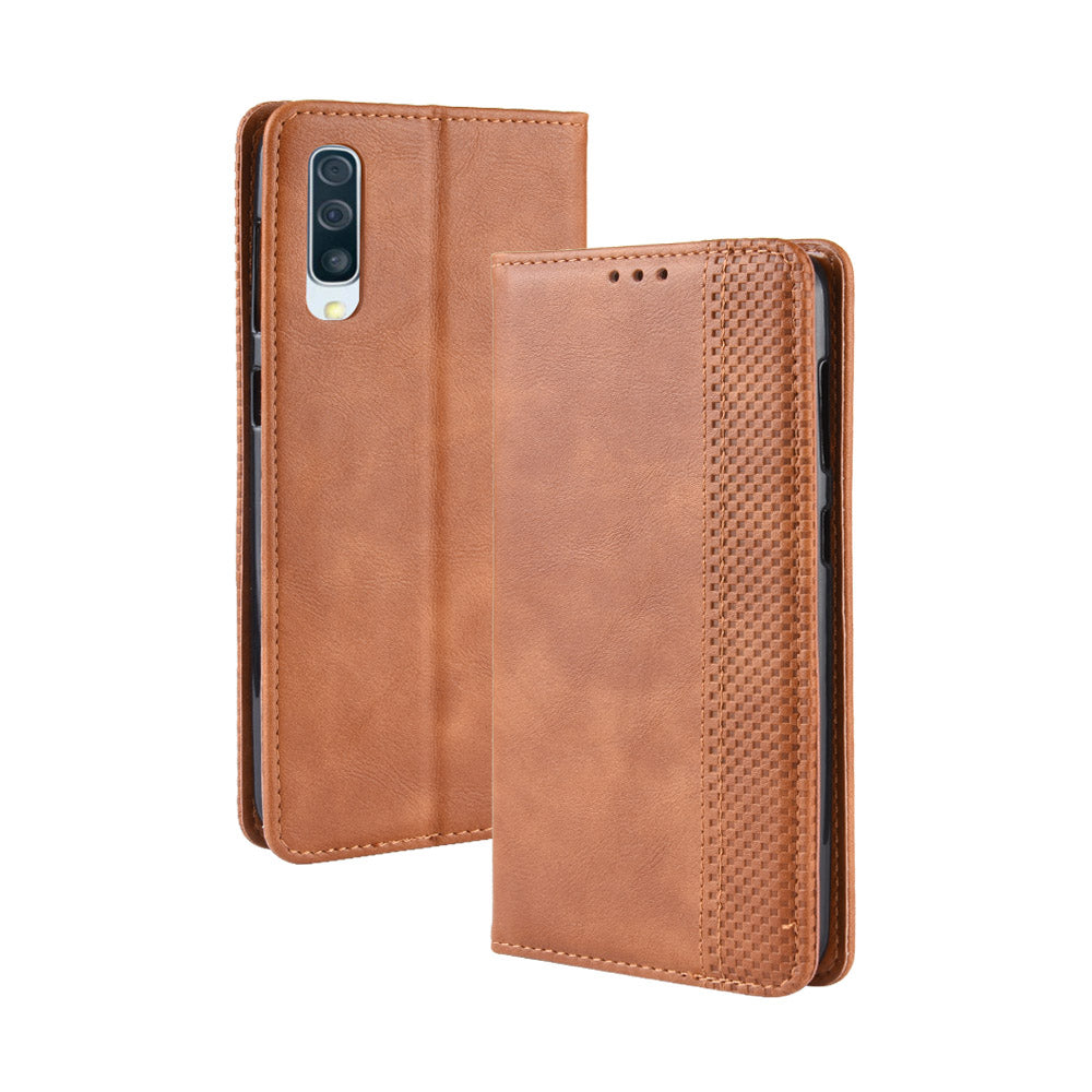 Vintage Style PU Leather Wallet Mobile Phone Shell for Samsung Galaxy A50 / A50s / A30s