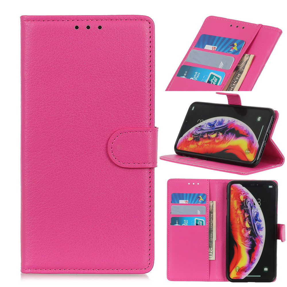 Litchi Texture Wallet Stand Leather Mobile Phone Cover for Samsung Galaxy A10