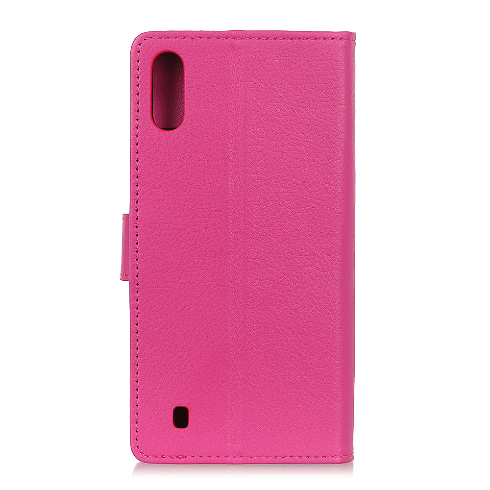 Litchi Texture Wallet Stand Leather Mobile Phone Cover for Samsung Galaxy A10