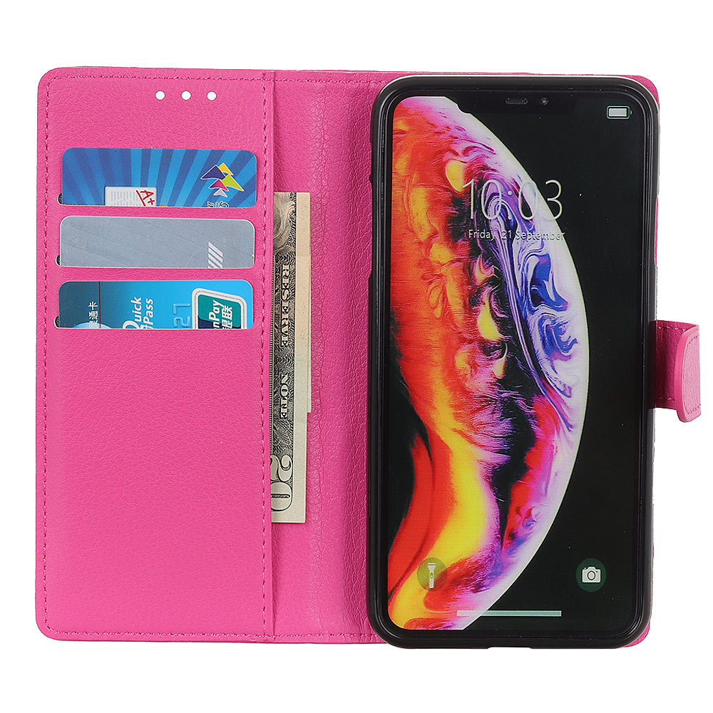 Litchi Texture Wallet Stand Leather Mobile Phone Cover for Samsung Galaxy A10