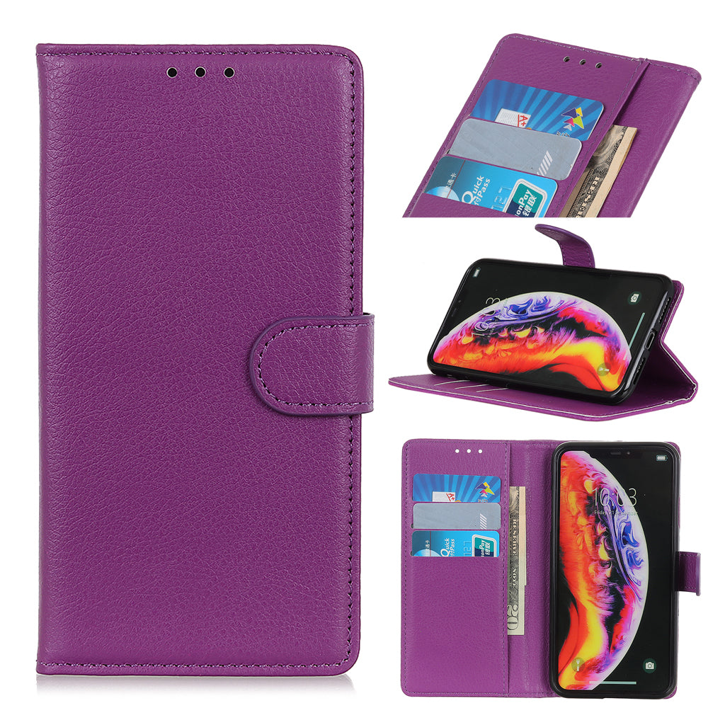 Litchi Texture Wallet Stand Leather Mobile Phone Cover for Samsung Galaxy A10