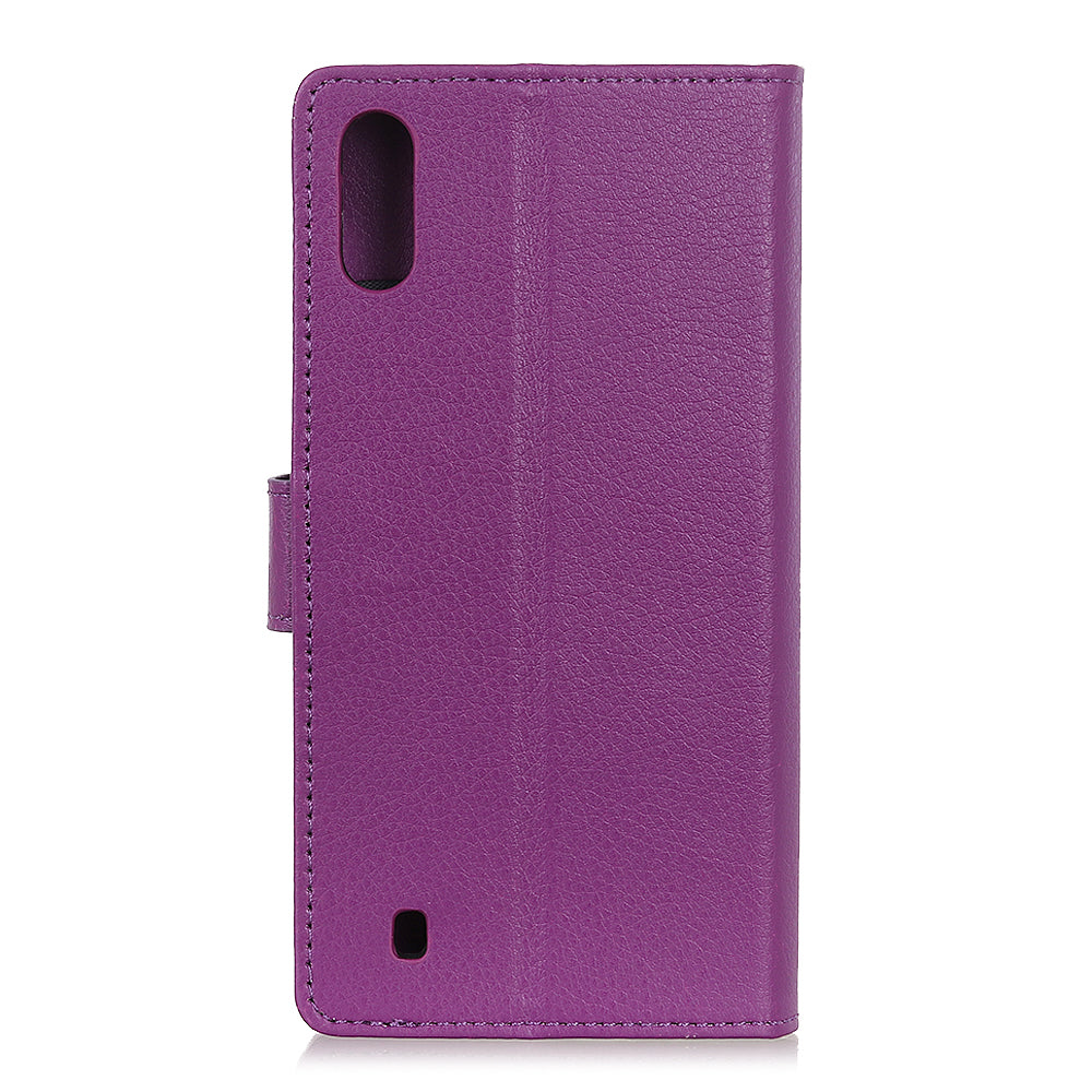 Litchi Texture Wallet Stand Leather Mobile Phone Cover for Samsung Galaxy A10