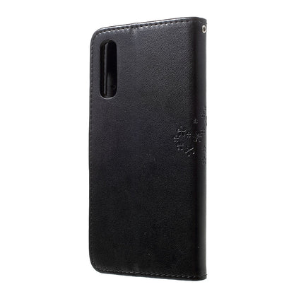 Imprint Tree Owl Wallet Stand Leather Phone Casing for Samsung Galaxy A50 / A50s / A30s
