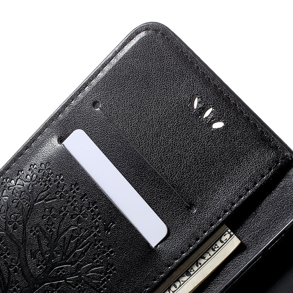 Imprint Tree Owl Wallet Stand Leather Phone Casing for Samsung Galaxy A50 / A50s / A30s