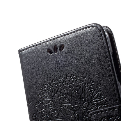 Imprint Tree Owl Wallet Stand Leather Phone Casing for Samsung Galaxy A50 / A50s / A30s