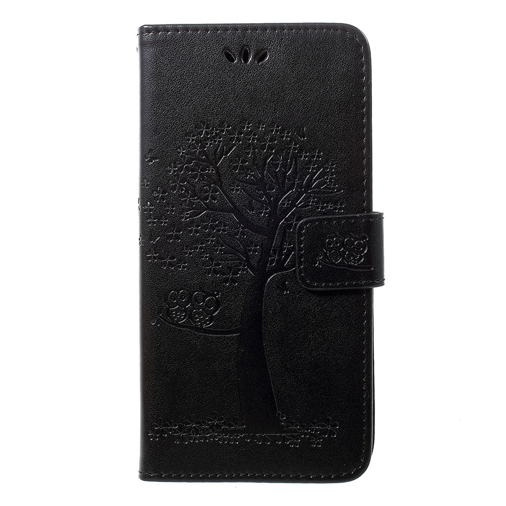 Imprint Tree Owl Wallet Stand Leather Phone Casing for Samsung Galaxy A50 / A50s / A30s